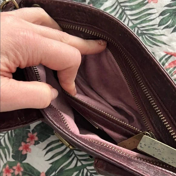 Kooba Vintage Burgundy Clutch with Buckle Accents and magnetic closure pockets - Picture 4 of 7